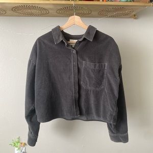 American eagle dark grey corduroy button up